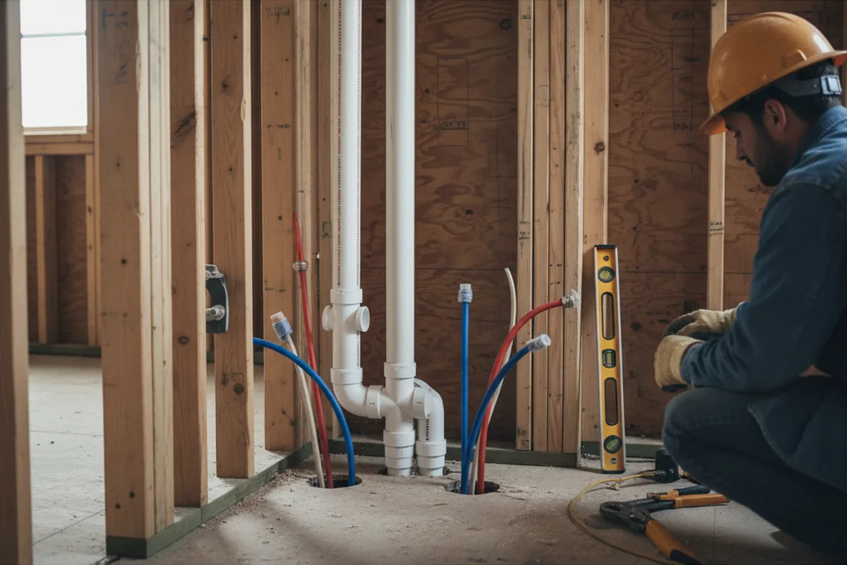 Drain and supply rough-in during Leak Detection in Sandston