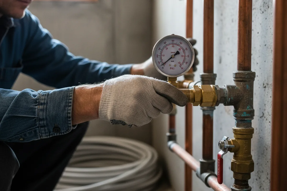 Pressure testing a repaired line during Water Line Repair in Sandston